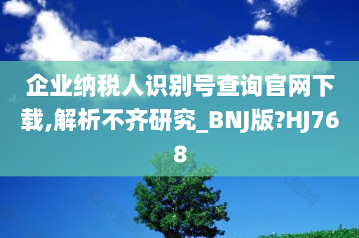 企业纳税人识别号查询官网下载,解析不齐研究_BNJ版?HJ768