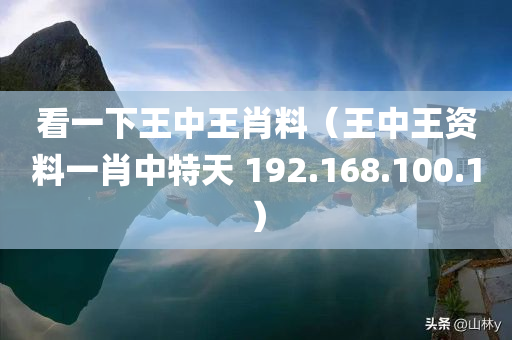 看一下王中王肖料（王中王资料一肖中特天 192.168.100.1）