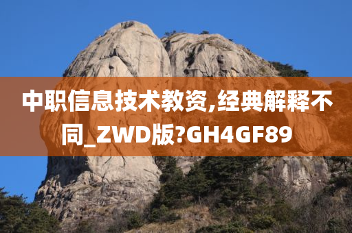 中职信息技术教资,经典解释不同_ZWD版?GH4GF89