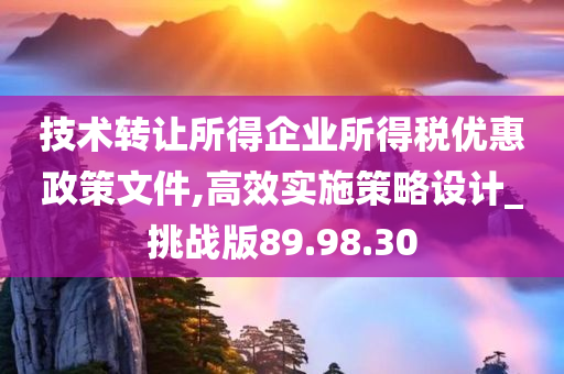 技术转让所得企业所得税优惠政策文件,高效实施策略设计_挑战版89.98.30