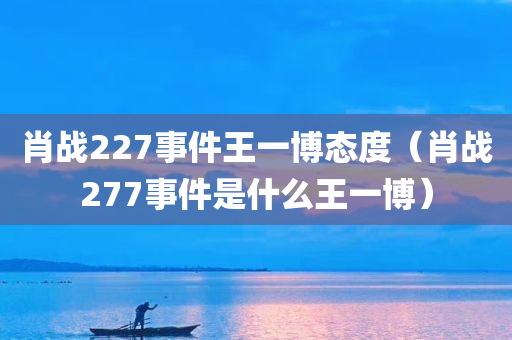 肖战227事件王一博态度（肖战277事件是什么王一博）