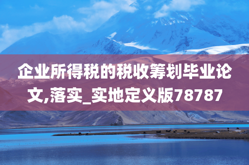 企业所得税的税收筹划毕业论文,落实_实地定义版78787