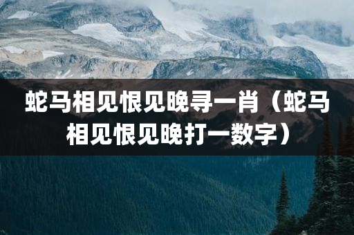 蛇马相见恨见晚寻一肖（蛇马相见恨见晚打一数字）