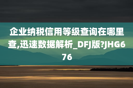 企业纳税信用等级查询在哪里查,迅速数据解析_DFJ版?JHG676