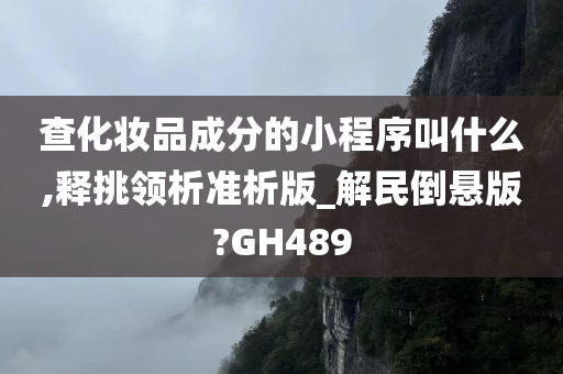 查化妆品成分的小程序叫什么,释挑领析准析版_解民倒悬版?GH489