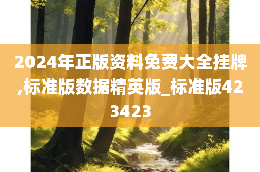 2024年正版资料免费大全挂牌,标准版数据精英版_标准版423423