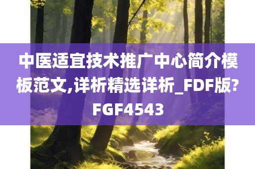 中医适宜技术推广中心简介模板范文,详析精选详析_FDF版?FGF4543