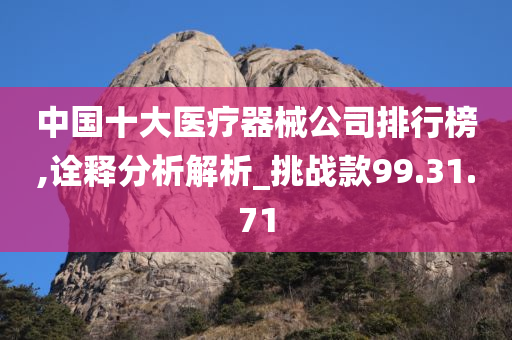 中国十大医疗器械公司排行榜,诠释分析解析_挑战款99.31.71