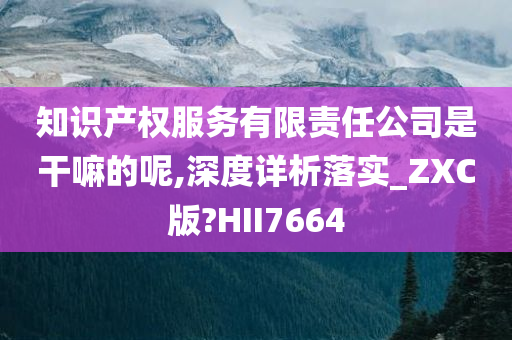 知识产权服务有限责任公司是干嘛的呢,深度详析落实_ZXC版?HII7664