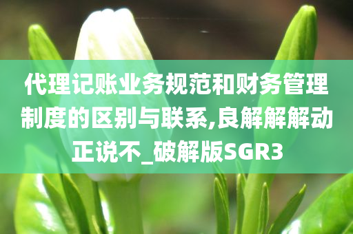 代理记账业务规范和财务管理制度的区别与联系,良解解解动正说不_破解版SGR3