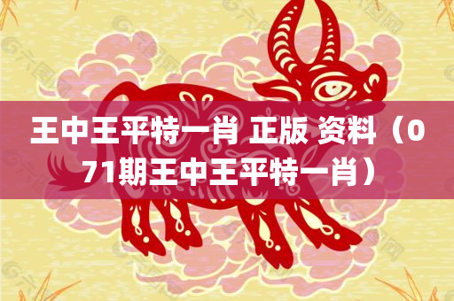 王中王平特一肖 正版 资料（071期王中王平特一肖）