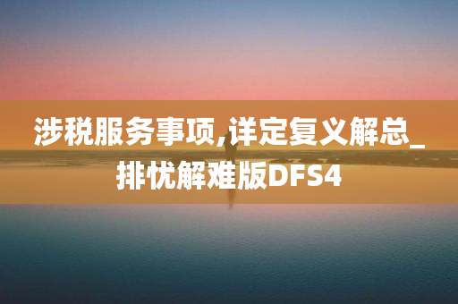 涉税服务事项,详定复义解总_排忧解难版DFS4