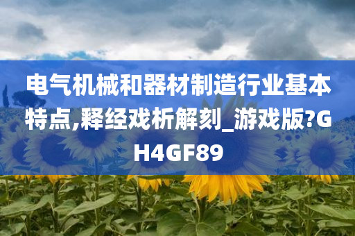 电气机械和器材制造行业基本特点,释经戏析解刻_游戏版?GH4GF89