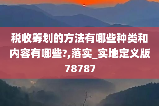 税收筹划的方法有哪些种类和内容有哪些?,落实_实地定义版78787