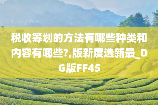 税收筹划的方法有哪些种类和内容有哪些?,版新度选新最_DG版FF45