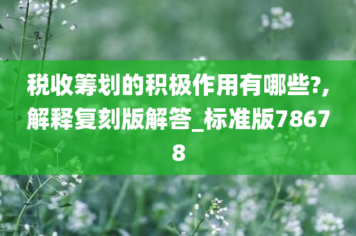 税收筹划的积极作用有哪些?,解释复刻版解答_标准版78678