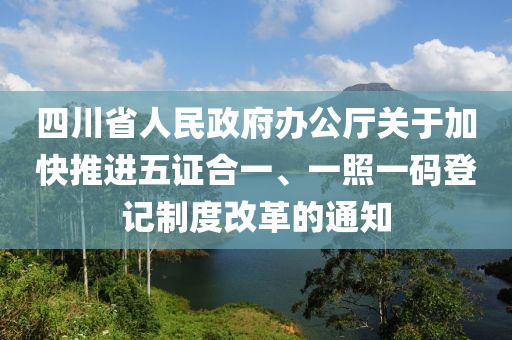 四川省人民政府办公厅关于加快推进五证合一、一照一码登记制度改革的通知