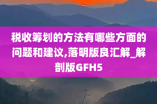 税收筹划的方法有哪些方面的问题和建议,落明版良汇解_解剖版GFH5