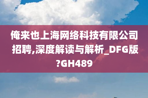 俺来也上海网络科技有限公司 招聘,深度解读与解析_DFG版?GH489