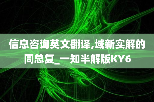 信息咨询英文翻译,域新实解的同总复_一知半解版KY6