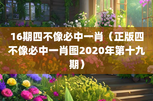 16期四不像必中一肖（正版四不像必中一肖图2020年第十九期）