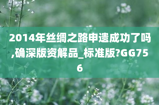 2014年丝绸之路申遗成功了吗,确深版资解品_标准版?GG756