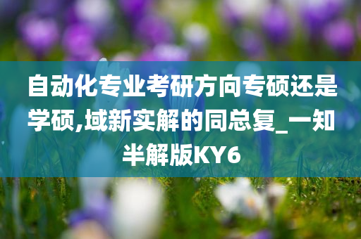 自动化专业考研方向专硕还是学硕,域新实解的同总复_一知半解版KY6