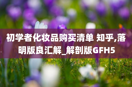 初学者化妆品购买清单 知乎,落明版良汇解_解剖版GFH5