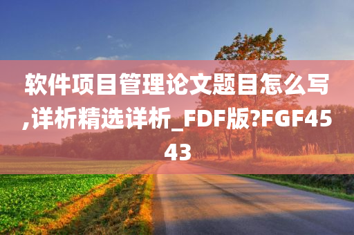 软件项目管理论文题目怎么写,详析精选详析_FDF版?FGF4543