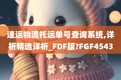 速运物流托运单号查询系统,详析精选详析_FDF版?FGF4543