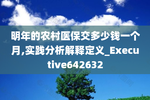 明年的农村医保交多少钱一个月,实践分析解释定义_Executive642632