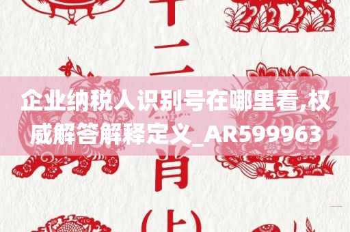 企业纳税人识别号在哪里看,权威解答解释定义_AR599963