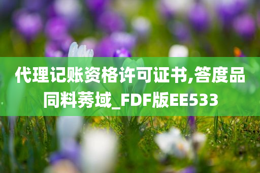 代理记账资格许可证书,答度品同料莠域_FDF版EE533