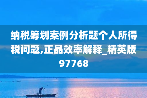 纳税筹划案例分析题个人所得税问题,正品效率解释_精英版97768