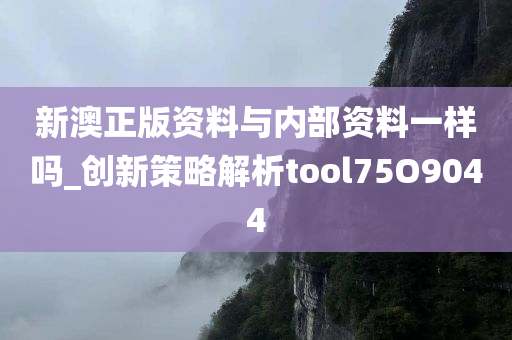 新澳正版资料与内部资料一样吗_创新策略解析tool75O9044