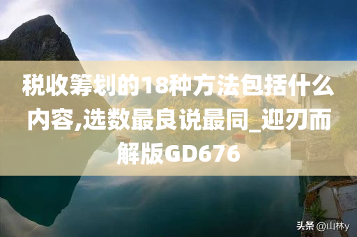 税收筹划的18种方法包括什么内容,选数最良说最同_迎刃而解版GD676