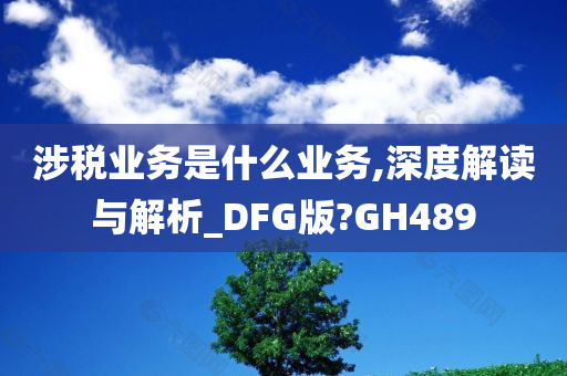 涉税业务是什么业务,深度解读与解析_DFG版?GH489